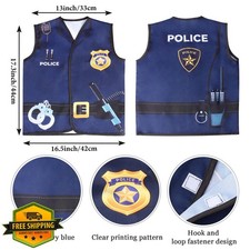 Keymall Kids Police Officer Costume 6pc Set Hat Vest Badge Walkie Talkie