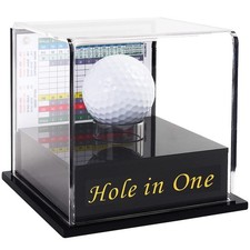 Golf Ball Display Case for Hole in One with Scorecard Hole-in-One, Black