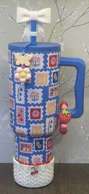 Simple  Modern Trek 40oz Tumbler Blue Stamps Print floral fruit mother s Day