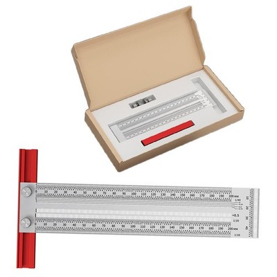 Stainless Steel T Type Scale Ruler with Hole Marking for Woodworking Use