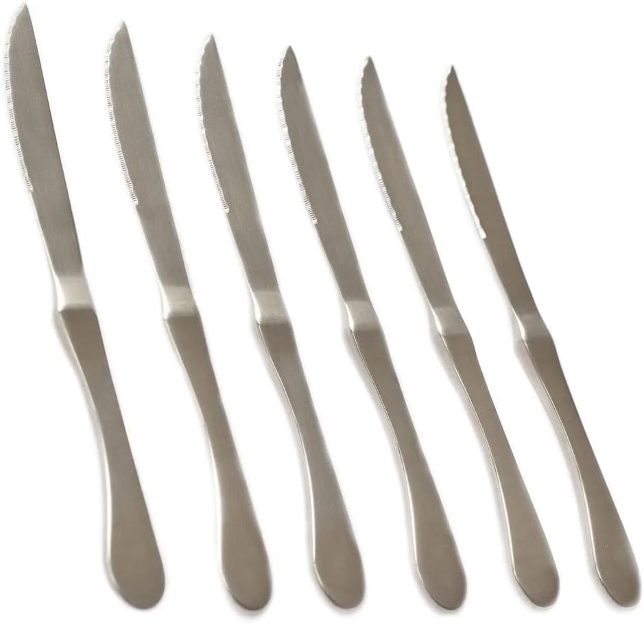 6-Piece Matte Original Stainless Steel Serrated Dinner Knives