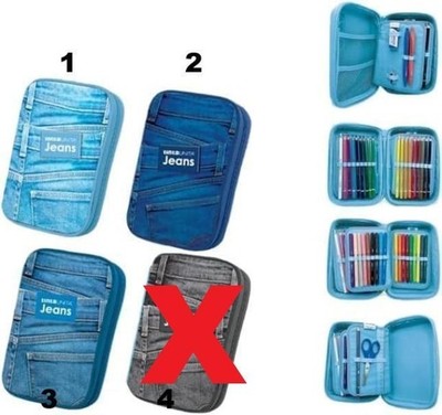 Astuccio Jeans Accessoriato Tinta Unita One Time 21,5x13,5x7cm Fantasie Assortit