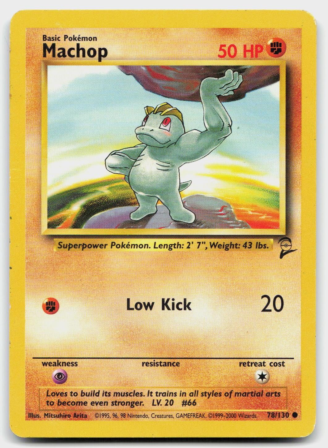 Machop 78/130 Common Base Set 2 Pokemon Lightly Played