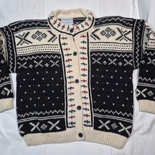 VTG 90's Nomadic Traders Nordic style cardigan sweater 100 wool button front M