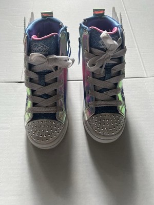 Skechers Twinkle Toes Girls' High Top Sneakers Multicolor Glitter LED Wings