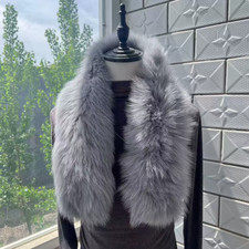 100 Real fox fur scarf /natural white fur neck wrap/cape/shawl 105 15 cm collar