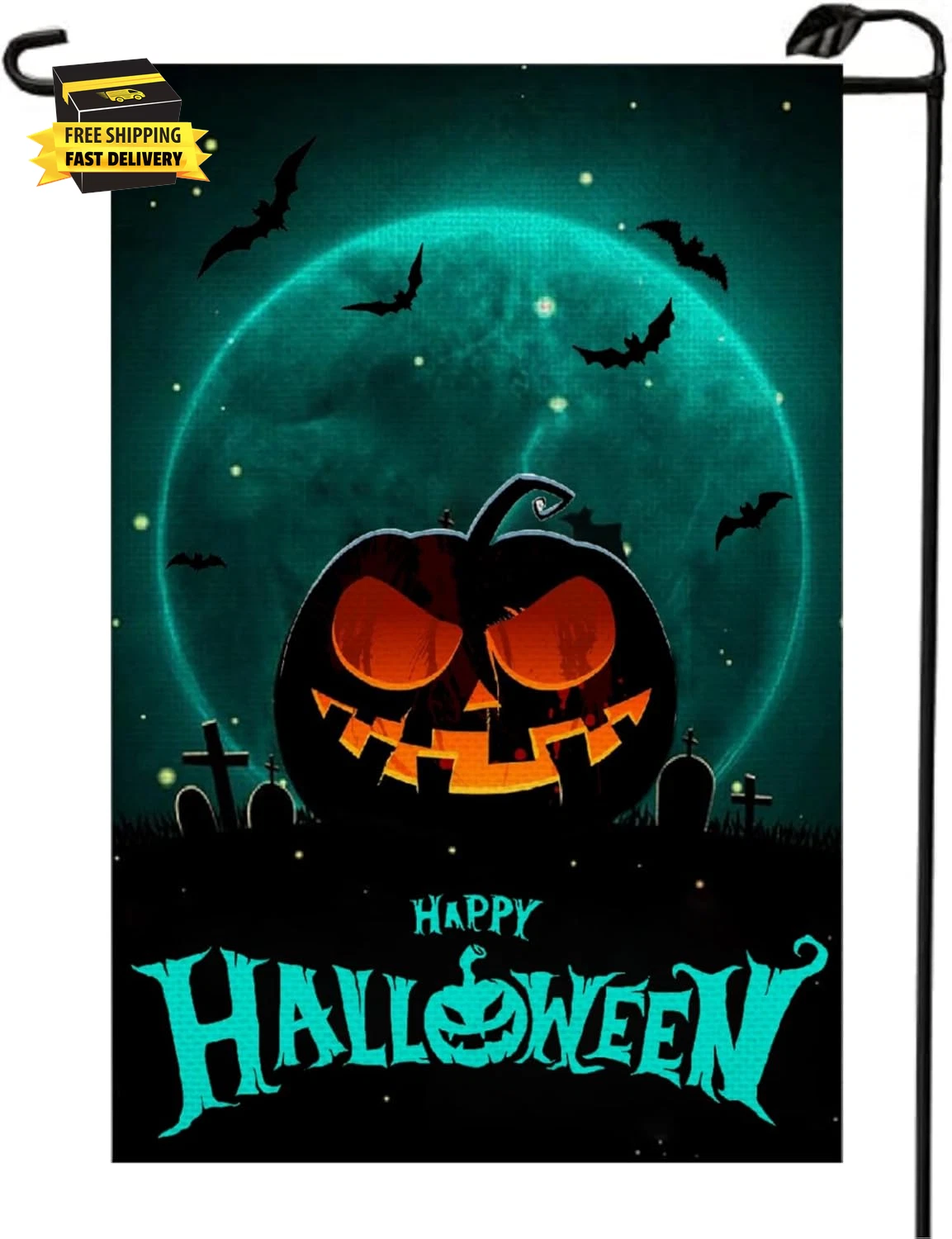 Spooky Pumpkin Happy Halloween Garden Flag 12X18 Inch Vertical Double Sided Welc