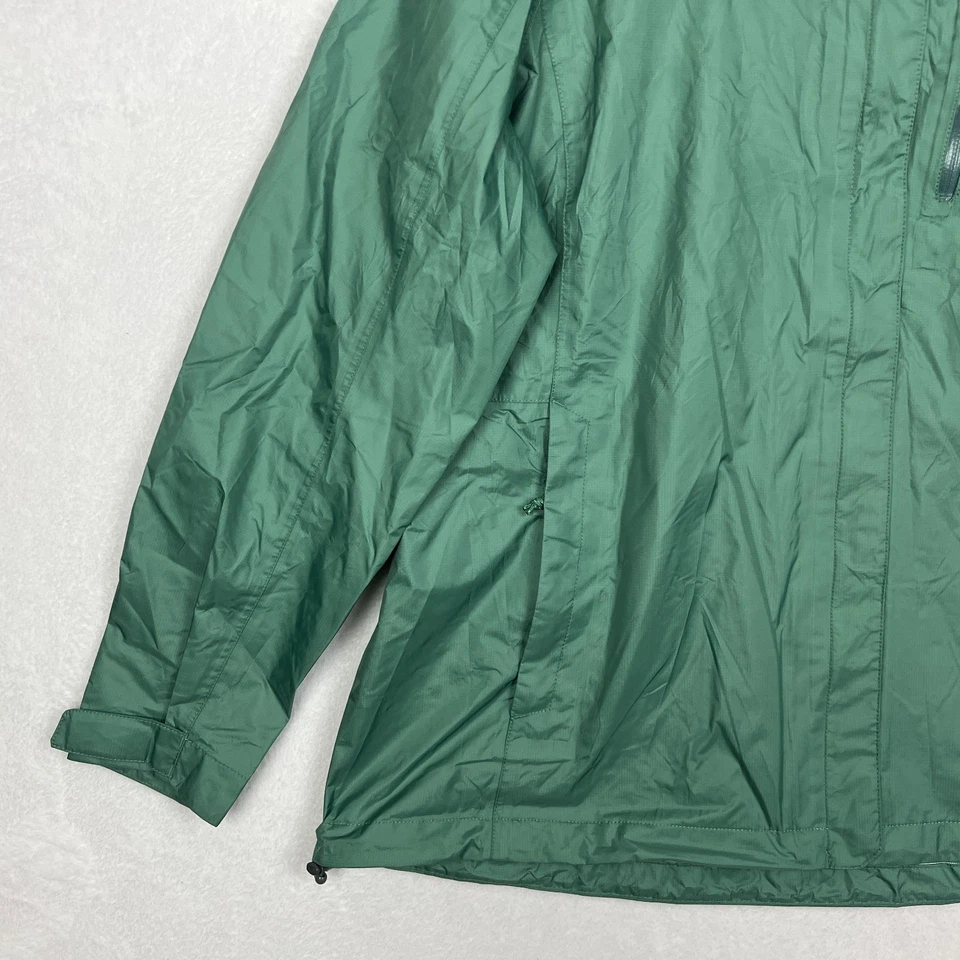 LL Bean Trail Model Rain Jacket Womens 1X Plus Green Hooded Windbreaker Full Zip - Image 3 of 4