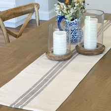 Market Place Gray Grain Sack Stripe 36" Table Runner …