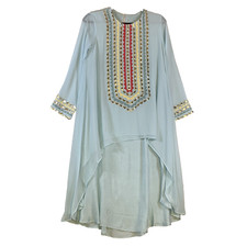 New Tulip Pants Set High Low Kurta Light Blue Chiffon Gota Patti Eid Size Small
