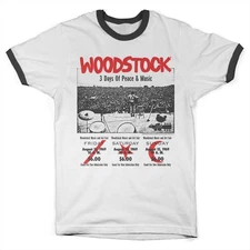 Officially Licensed Woodstock - 3 Day Ticket Ringer Mens T-Shirt
