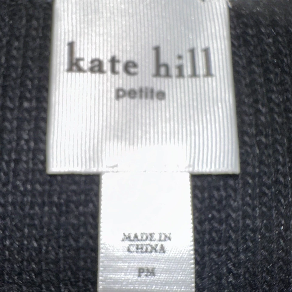 Cárdigan Blazer Suéter Lana de Cordero Angora Kate Hill Petite M Negro Crema Foto 4 de 4