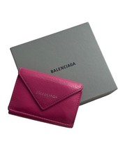 Balenciaga Pink Leather Envelope Card Holder Wallet With Box