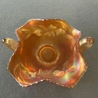 Antique Fenton Strawberry Carnival Glass Marigold Bonbon Dish