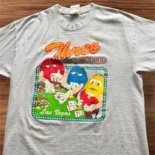 Vintage M&Ms T Shirt Mens L Gray Poker "Three of a Kind" Mars Candy Short Sleeve