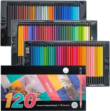 Professional Colored Pencils Set with Sharpener Black Wood Soft Core Artist