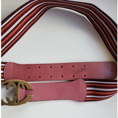 Just Cavalli Womens Adjustable Waist Belt Pink Orange Striped Logo Buckle S