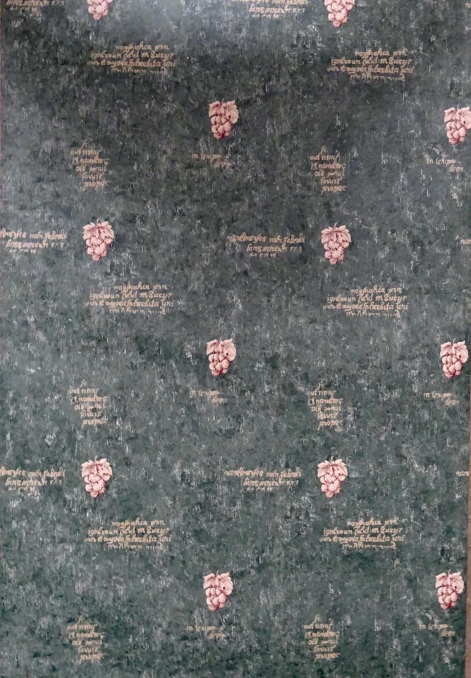 Papel pintado único prepegado con racimos de uva dorado verde oscuro para escribir lado de madera de alce Foto 2 de 4