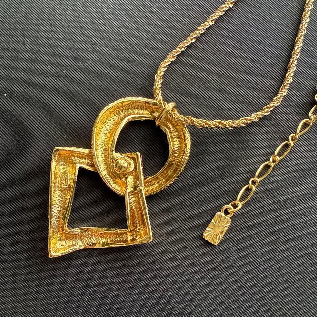 Yves Saint Laurent YSL Vintage Necklace & Earrings Set Authentic Gold Used Japan thumbnail 4