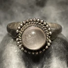 Southwestern Rainbow Moonstone Cabochon Sterling Silver Vintage Ring Size 8.5