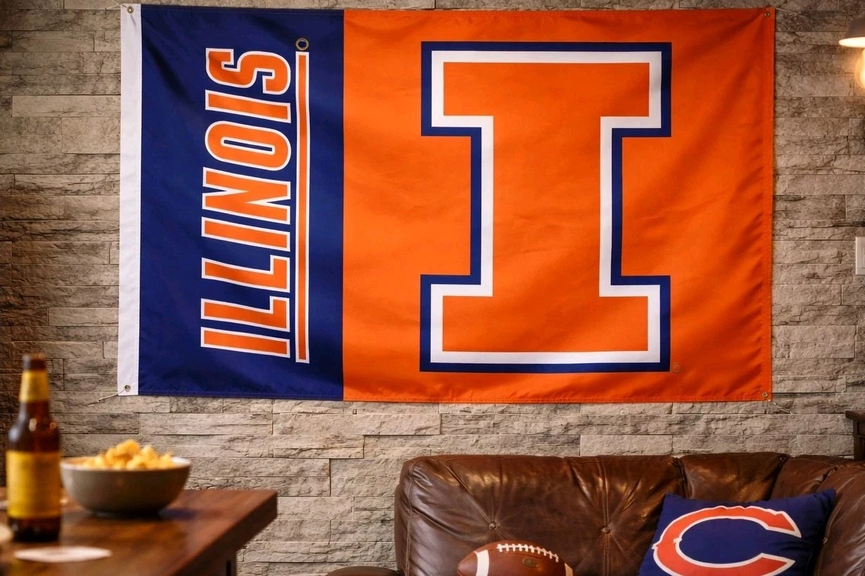 Illinois Fighting Illini House Flag