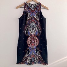 Banana Republic Black and Red Paisley Mini Dress Women Size 0
