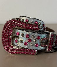 Brand New Silver Western Rhinestone Belts Genuine Leather Men's  Women's