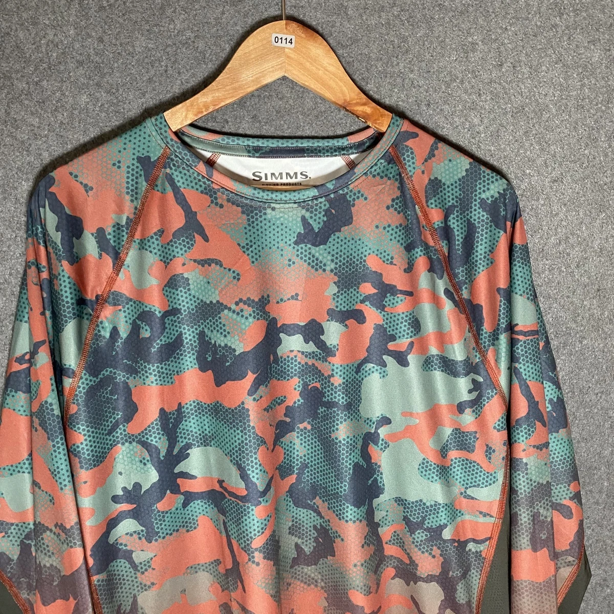 Simms Challenger Solar Tech Fishing Jersey Shirt Men's XL Red Camo Long Sleeve