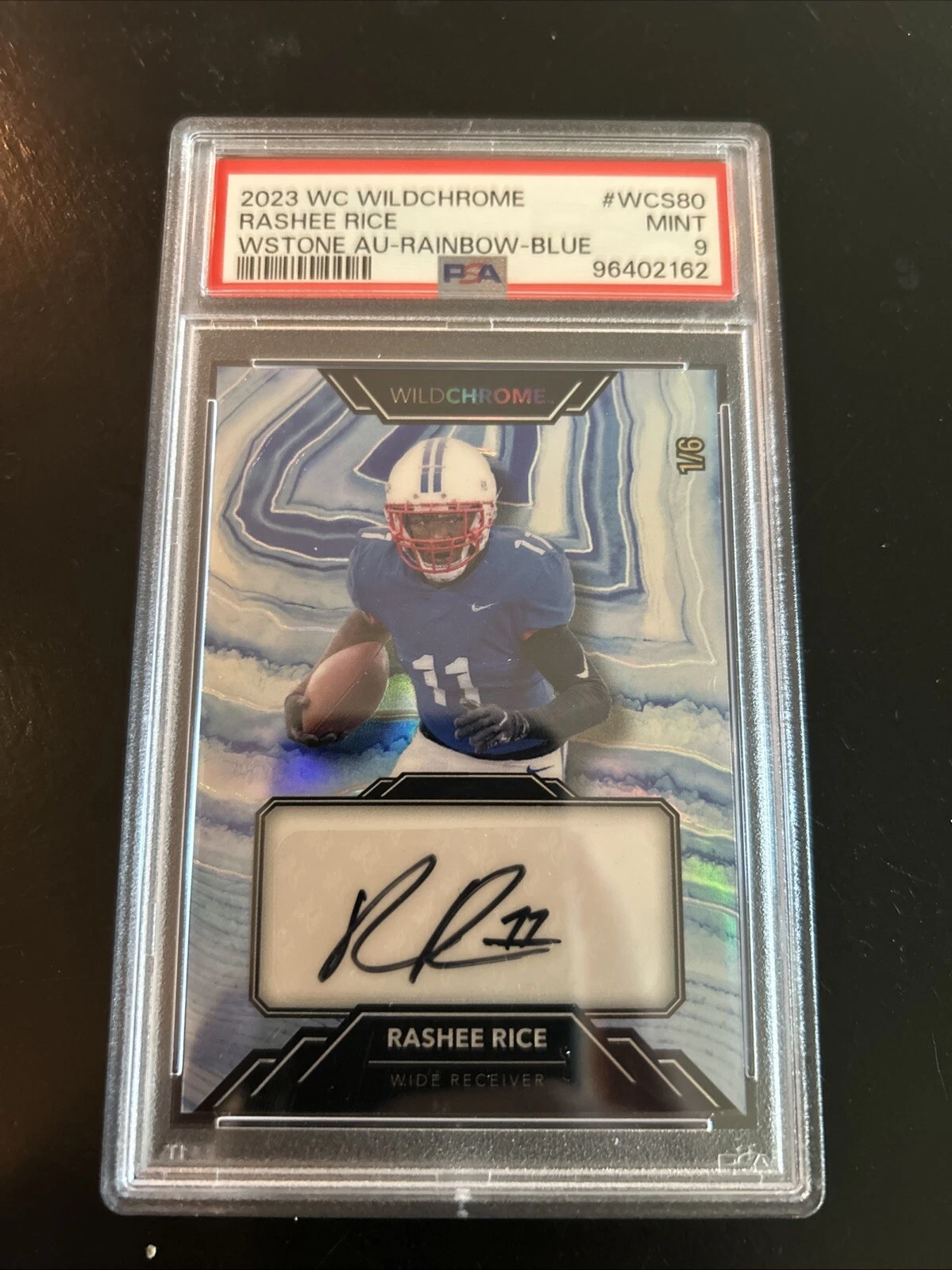 Rashee Rice Wild Card Wildchrome Draft Wildstone Autographs #WCS80 Rainbow-Blue