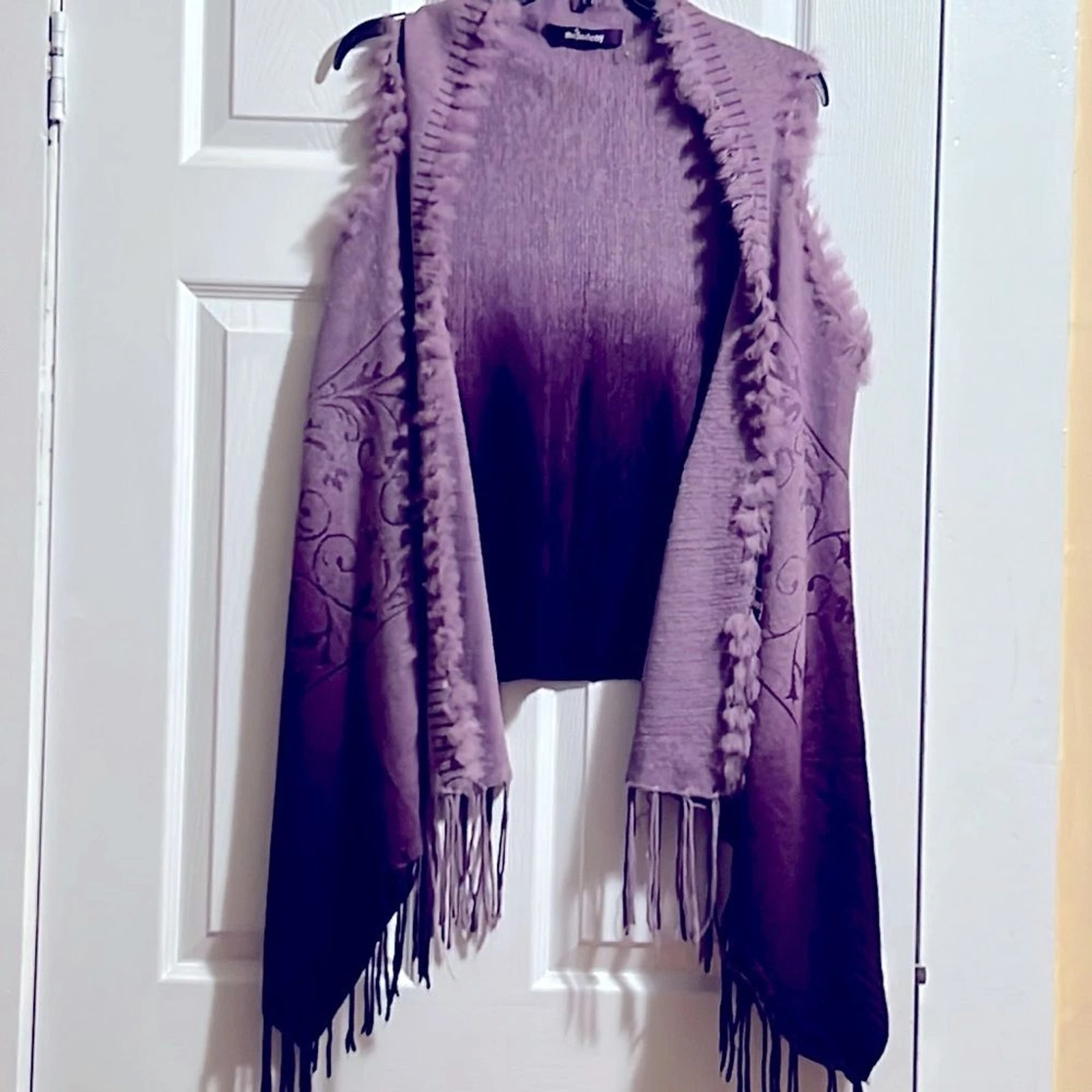 Poncho Shrug Wrap Shawl Cardigan Sweater Wool Blend Soft Purple Pink NWOT
