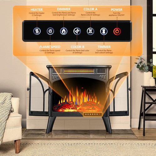 YUKOOL Freestanding Indoor Electric Fireplace Heater, Overheating Protection. - Picture 21 of 48