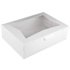100 ESTUCHES 14" X 10" X 4" Blanco Ventana 1/4 Hoja Pastel Cupcake Donut Panadería Caja