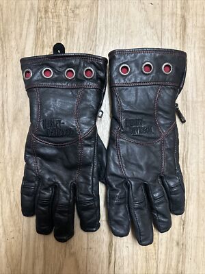 Harley Davidson Goretex Motorcycles Women's Black Leather Riding Gloves Sz L
