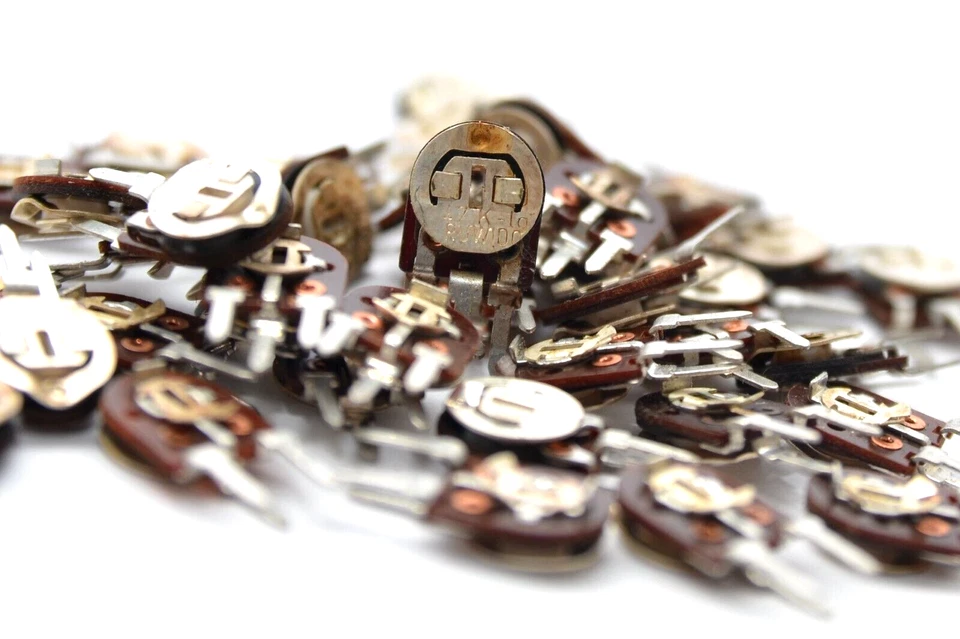 25x Vintage Mini-Trimmer / Potentiometer von Ruwido, 47 kOhm lg., stehend, NOS - Bild 4 von 4