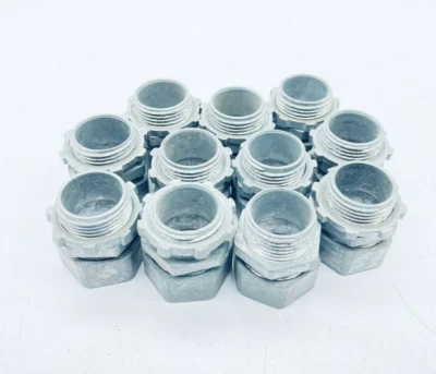 LOT OF 11 APPLETON 7075US 3/4" EMT COMPRESSION CONNECTOR ZINC PLATED STEEL - Image 1 of 4