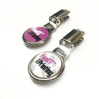 Personalisierter Funky Ausweis Abzeichen Clip jedes Bild/Design/Text Silber Rund