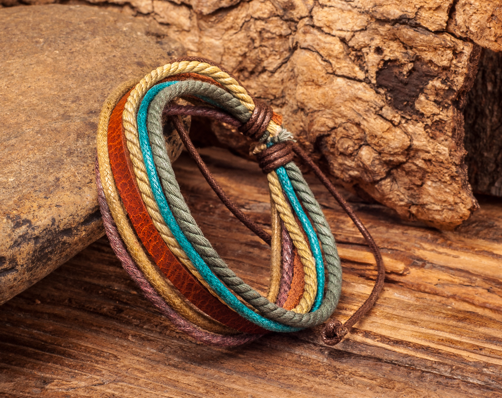 Popular Men's Wrap Bracelets M03 Surfer Cool Multi Band