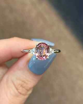 Oval Cut 4.30 Ct Natural Pink Tourmaline Diamond Wedding Ring 14K White Gold