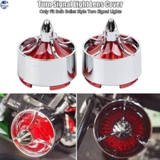 Turn Signal Light Covers Turbine Red Lens For Harley Street Glide Sportster 883