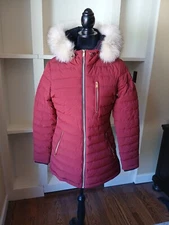 Womens Slim Fit Red Moose Knuckle Jacket With Fur Lining