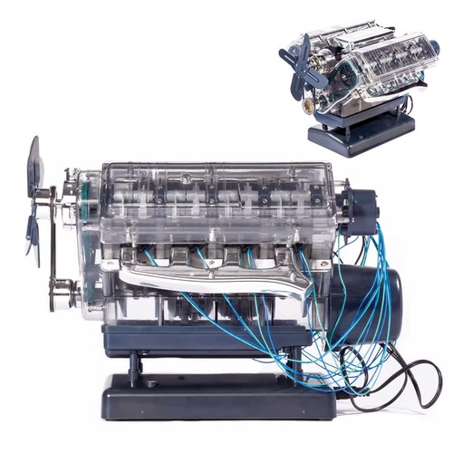 DIY Mini V8 Replica Engine Model Kit Working Micro Motor Silver - Picture 7 of 12
