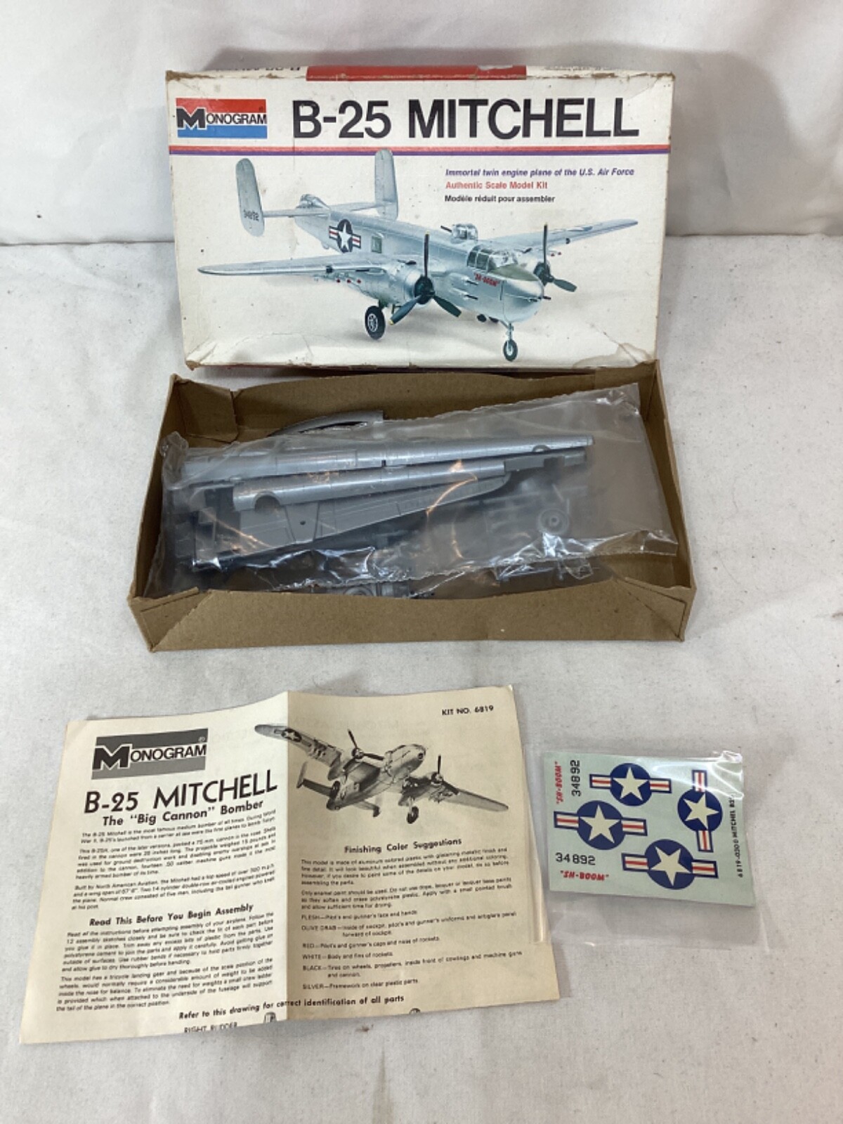 1973 Monogram Army WWII b24 Mitchell Model Kit 1:68 Scale NEW Sealed ...
