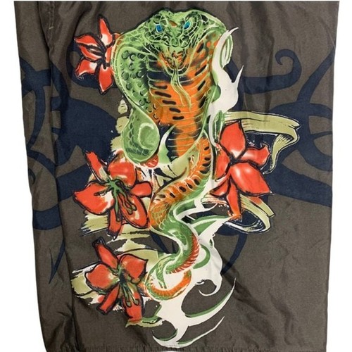 Bathing Suit Khaki Tribal Cobra Snake Pattern Swim Trunks Pool Beach Water Short - Picture 3 of 10