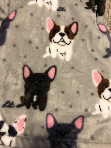New Berkshire Blanket Doggie Drawings Lili Chin Frenchie French Terrier Throw - Picture 2 of 3