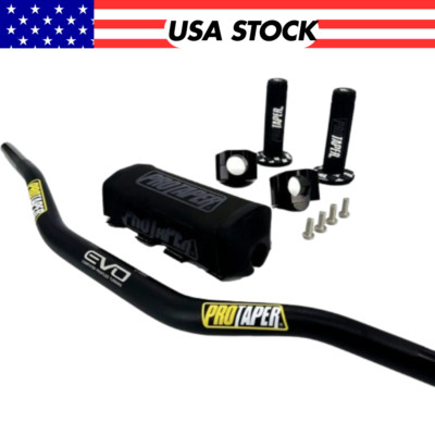Original ''Evo'' PRO TAPER Handlebar Fat Bar DIRT BIKE 1 1/8'' ATV Quad GRIPS Pads