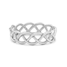 7mm Celtic Braided Band Infinity Knot Ring Solid Oxidized 925 Sterling Silver