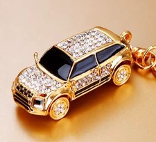 Gold Rhinestone Mini Car Handbag Car Keyring Keychain Bling Car Keychain
