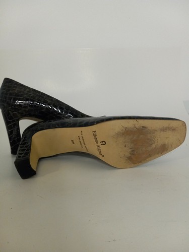 Scarpa a pompa Etienne Aigner donna verde scuro nero pelle di serpente - taglia 8 M bella. - Foto 5 di 6