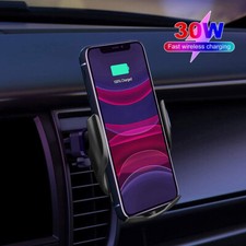 30W Fast Wireless Car Charger Auto Clamping Air Vent Holder For Samsung S25 S24