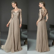 Elegant Mother of Bridal Dresses V Neck Lace Appliques Half Sleeves Party Gowns